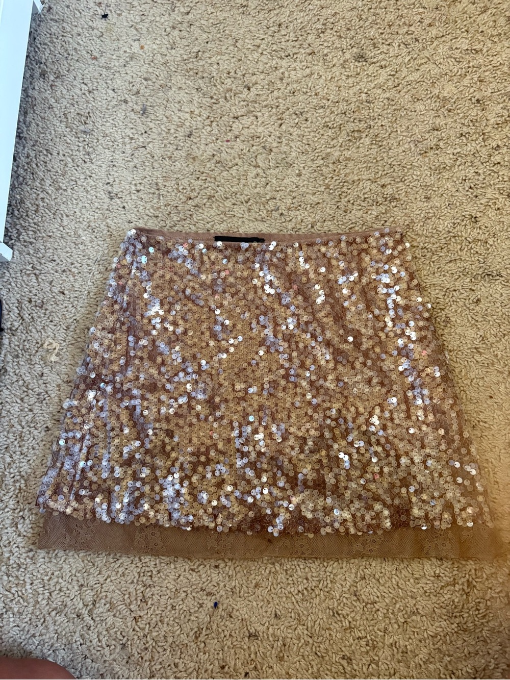 Zara Rose Gold Sequin Mini Skirt